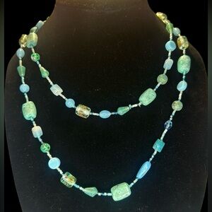 Vintage infinity blue stone necklace